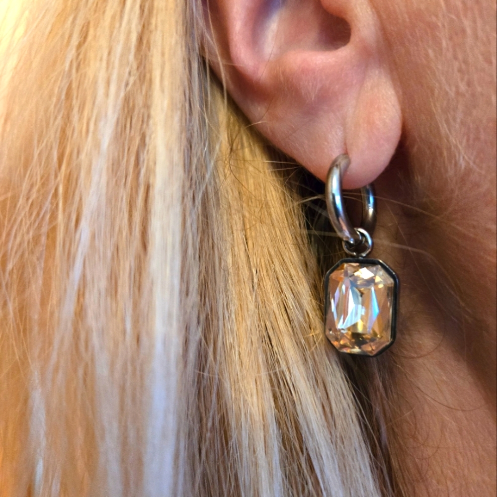 Earrings 18kt white gold plated over  stainless steel
